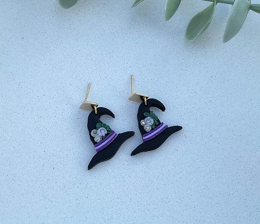 Floral Witch Hat Earrings