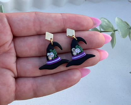 Floral Witch Hat Earrings