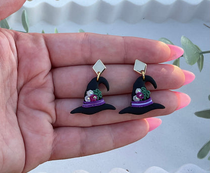 Floral Witch Hat Earrings