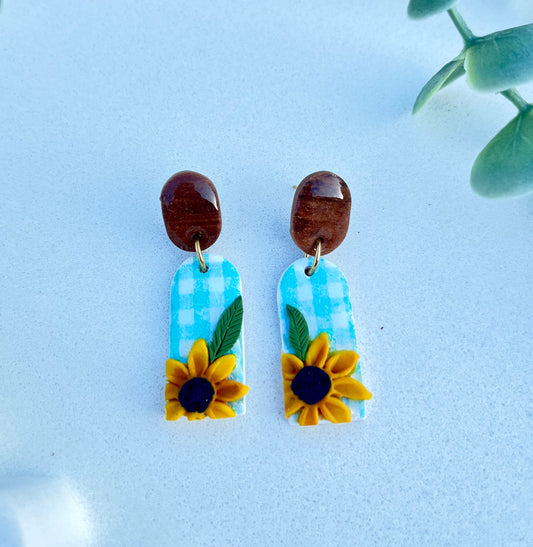 Sunflowers & Plaid Dangles