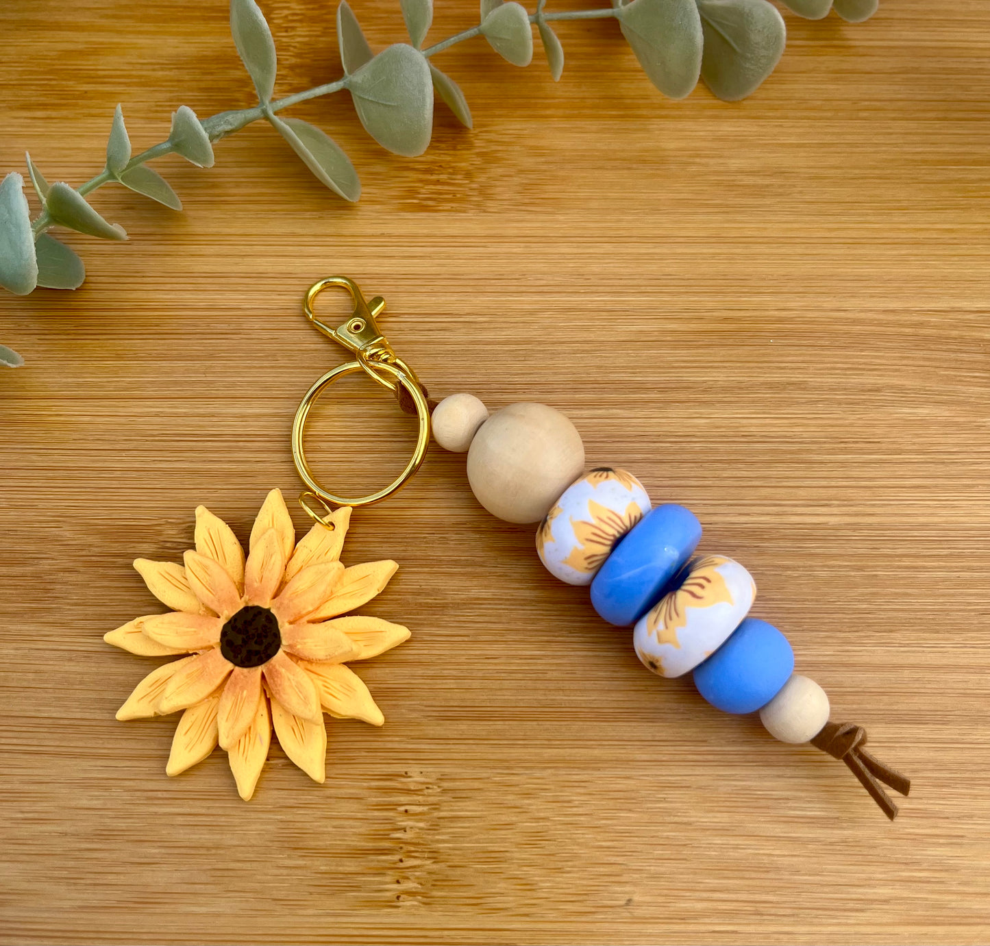 Sunflower Keychain - Blue